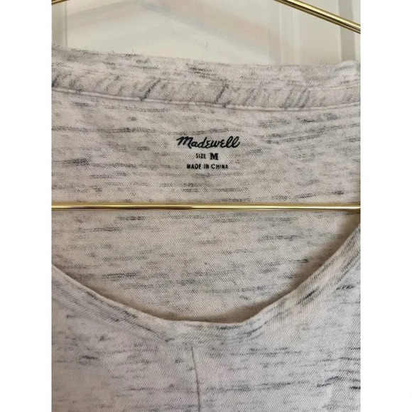 Madewell gray, cream tye crop top tee shirt size medium - Picture 2 of 8